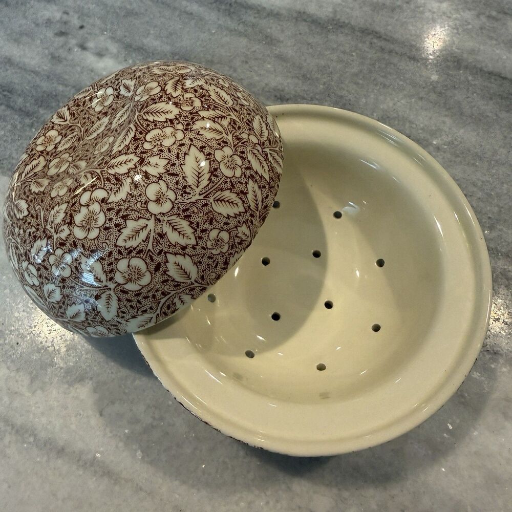 Crabtree & Evelyn Mason’s Wedgewood London Brown Floral Ceramic Soap Dish W/Lid
